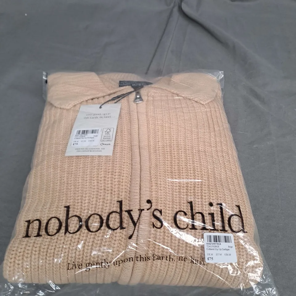 BAGGED NOBODYS CHILD COLLARED ZIP UP CARDIGAN SIZE M