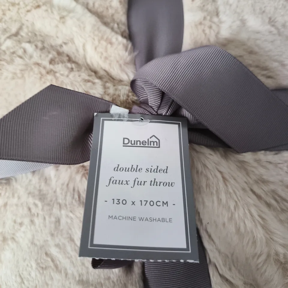 DUNELM DOUBLE-SIDED FAUX FUR THROW – 130 X 170 CM