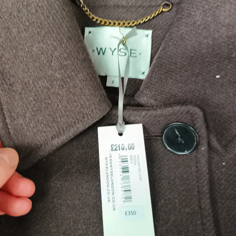WYSE LONDON DARK BROWN WOOL COAT – DOUBLE-BREASTED SIZE 0