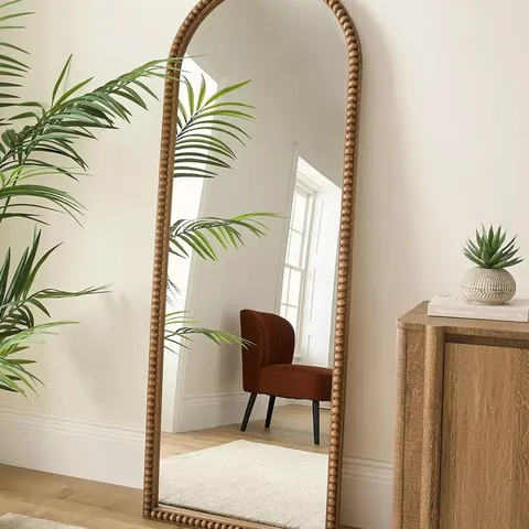 ARCHED BOBBIN STANDING WOOD MIRROR 66X177CM 
