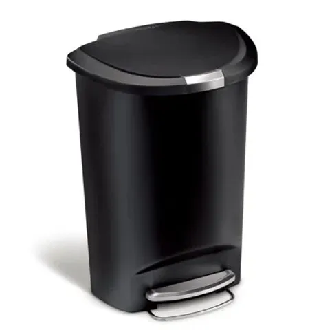 BOXED SIMPLEHUMAN 50L PLASTIC SEMI ROUND PEDAL BIN 