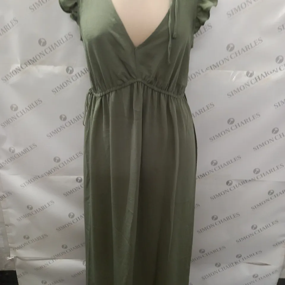 MAISON DE NIMES  V-NECK MIDI DRESS IN KHAKI - S