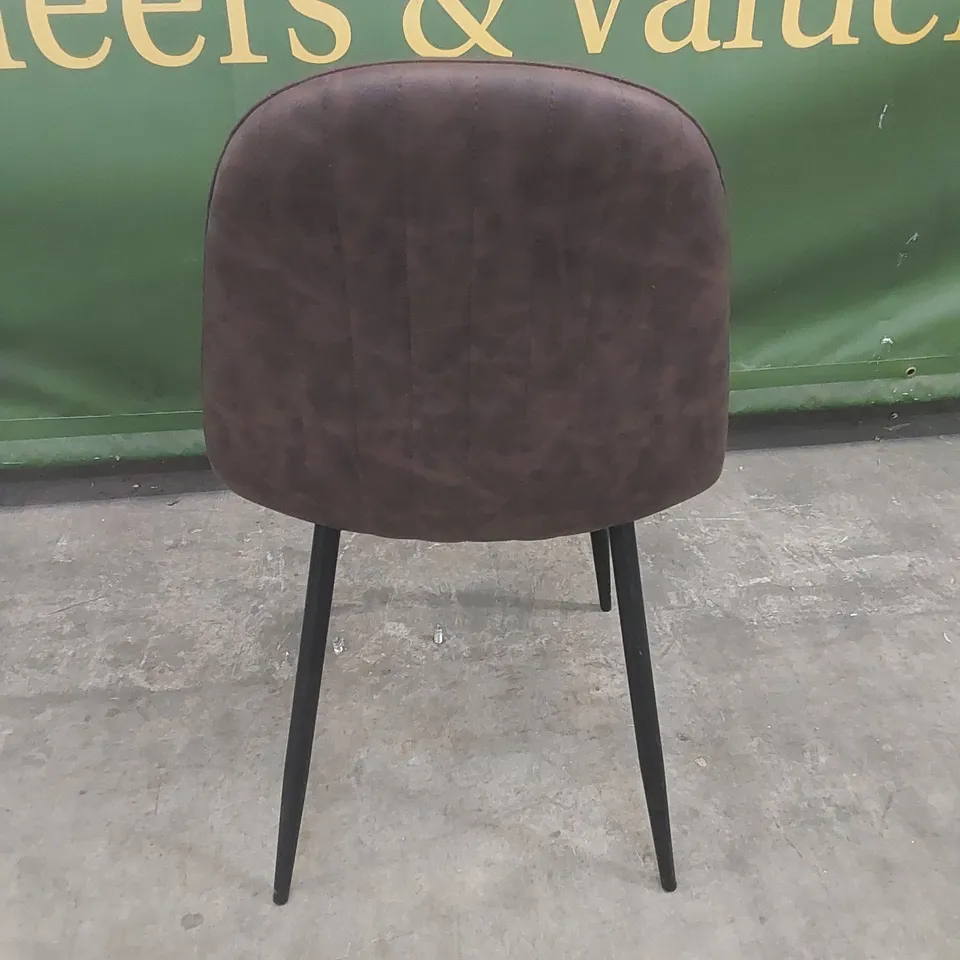 DESIGNER DARK WALNUT LEATHER UPHOLSTERED DINING CHAIR 
