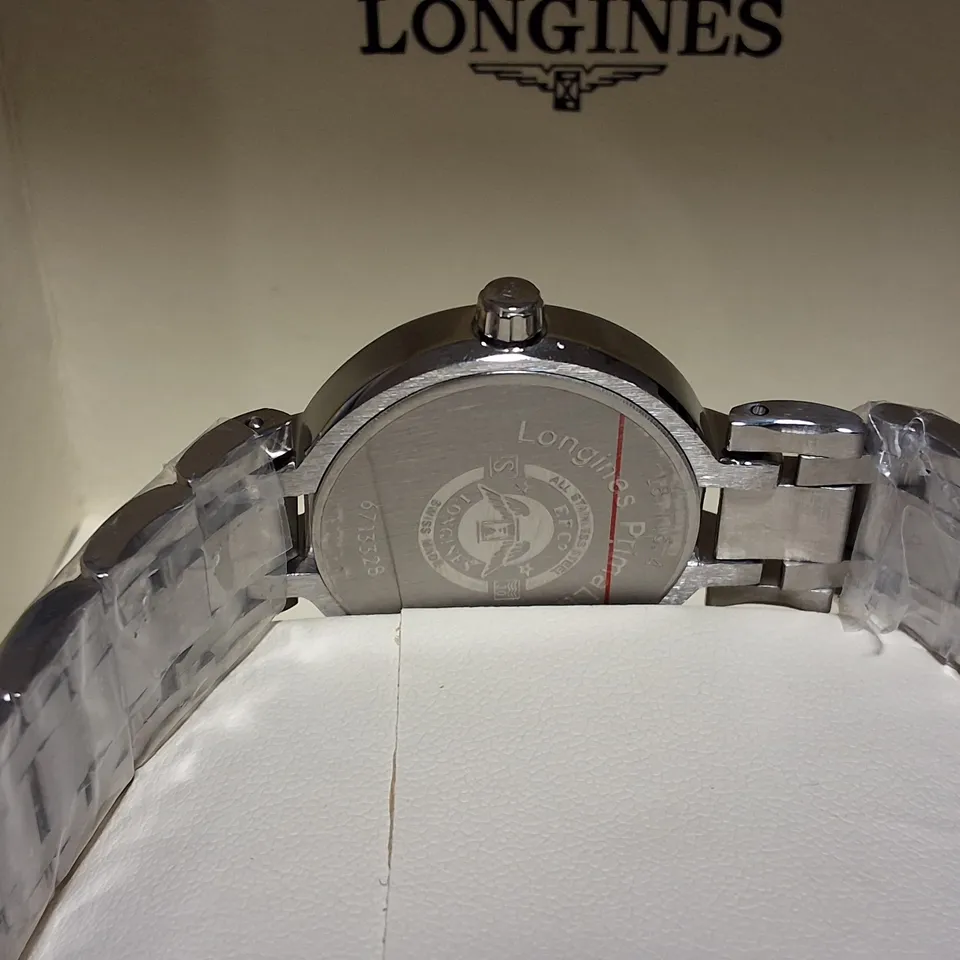 BOXED LONGINES STAINLESS STEEL MASTER CHRONOMETER WATCH