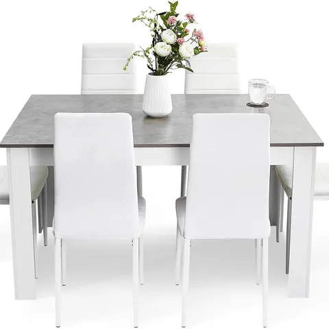 BOXED SET OF 6 WHITE DINING CHAIRS