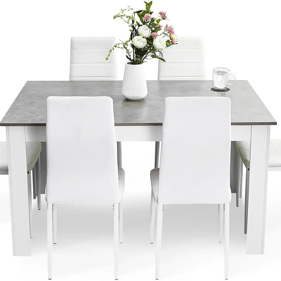 BOXED SET OF 6 WHITE DINING CHAIRS