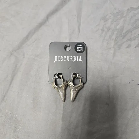 DISTURBIA SHARKTOOTH EARRINGS – SILVER-TONE, REAL SILVER PLATE
