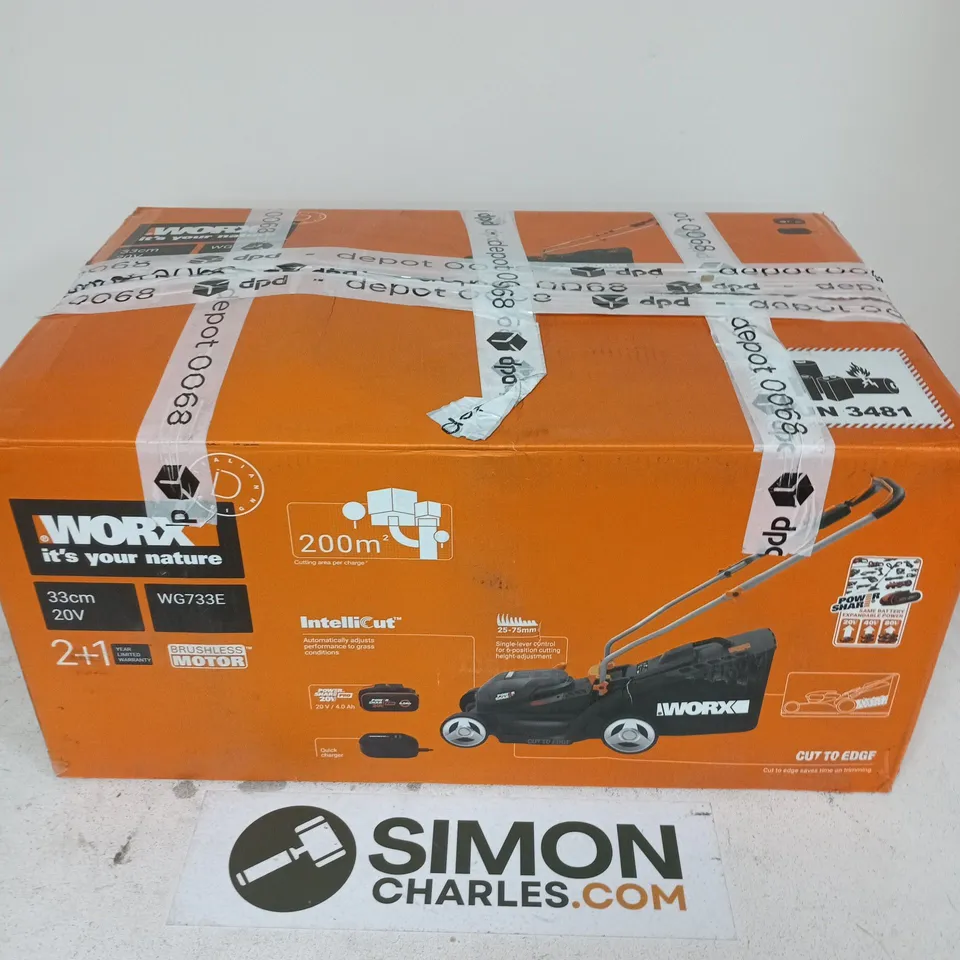 WORX 20V 33CM CORDLESS BRUSHLESS LAWN MOWER