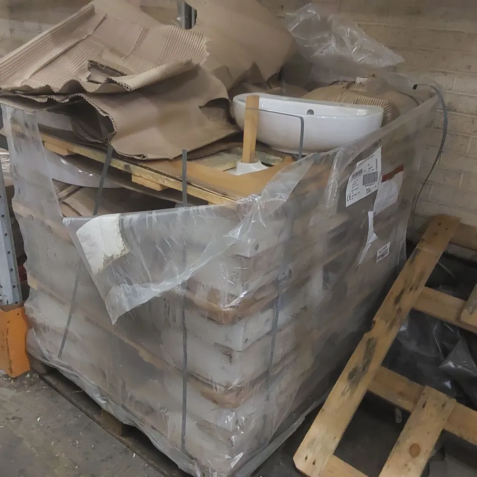 PALLET CONTAINING A LARGE QUANTITY OF LECICO BATHROOM SINKS