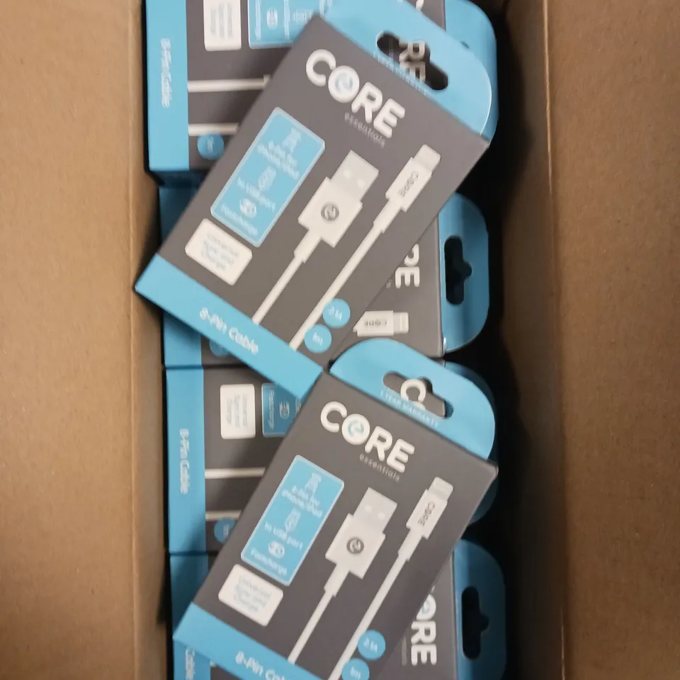 25 X BOXED CORE ESSENTIALS LIGHTNING TO USB CABLES - 1M