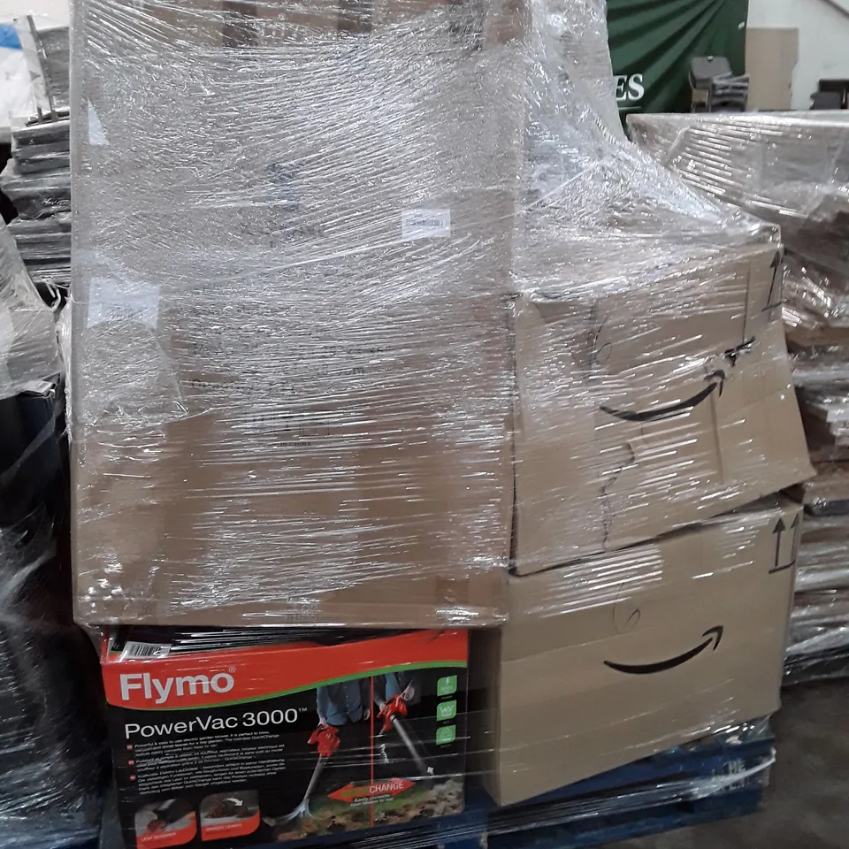 PALLET OF ASSORTED PRODUCTS INCLUDING FLYMO POWER VAC, PET CARRIER, EPSON PRINTER 