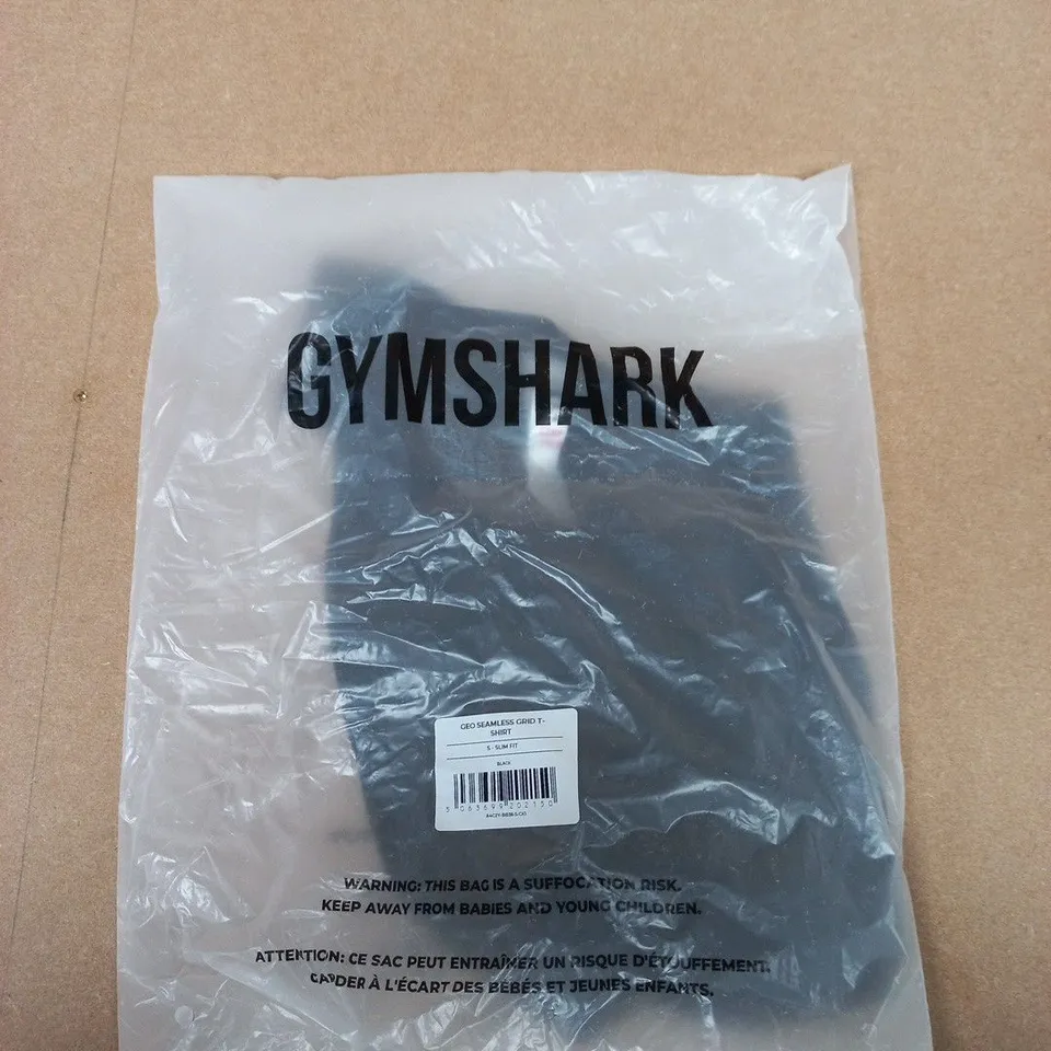 GYMSHARK GEO SEAMLESS GRID T-SHIRT – S SLIM FIT – BLACK