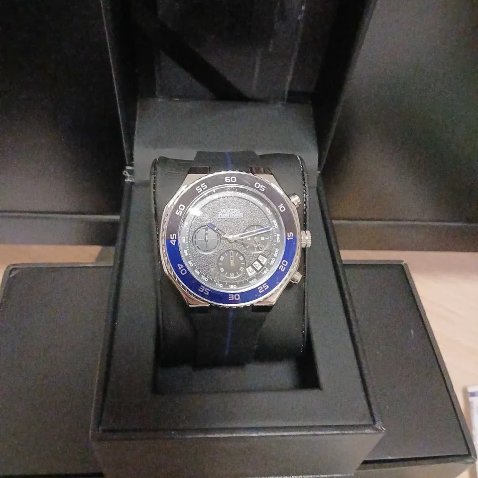 VICKERS ARMSTRONG HARRIER STEEL BLACK WATCH – VA0131 – BOXED