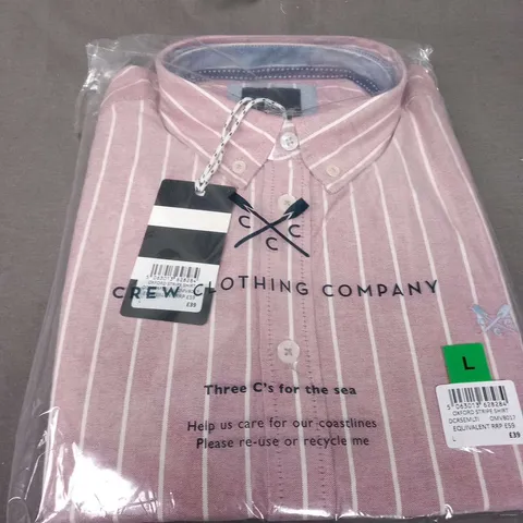 BRAND NEW BAGGED CREW CLOTHING COMPANY OXFORD STRIPE SHIRT SIZE L