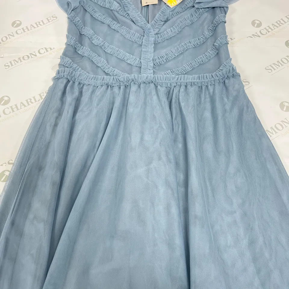 BODEN TULLE V NECK PARTY DRESS IN BLUE SIZE 12