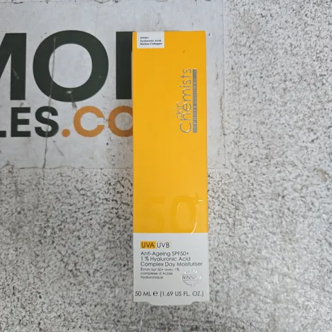 SKINCHEMISTS PROFESSIONAL ANTI-AGEING SPF50+ DAY MOISTURISER WITH HYALURONIC ACID, 50 ML