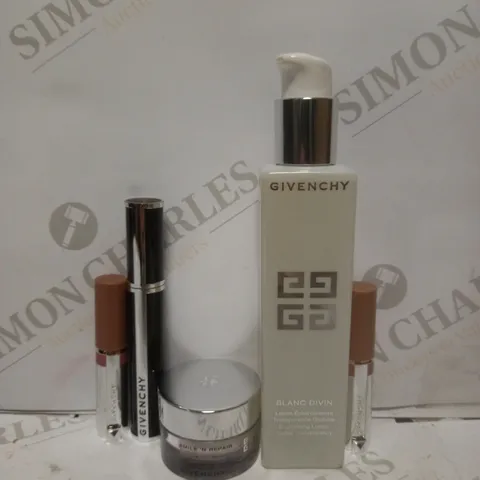 BOX OF APPROX 40 ASSORTED HEALTH AND BEAUTY ITEMS TO INCLUDE - GIVENCHY BLANK DIVIN - GIVENCHY LIPSTICK IN 100 NUDE TWEED - GIVENCHY SMILE N REPAIR WRINKLE CREAM ECT