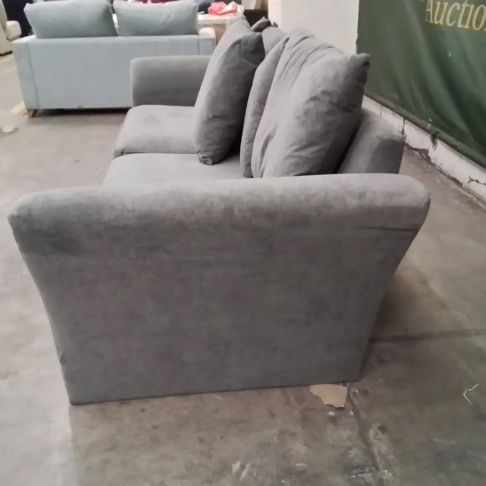 QUALITY DESIGNER 4 SEATER GREY FABRIC UPHOLSTERED SOFA