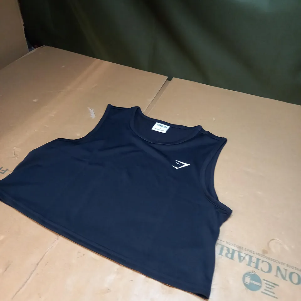 BLACK GYMSHARK SPORTS TOP SIZE S 