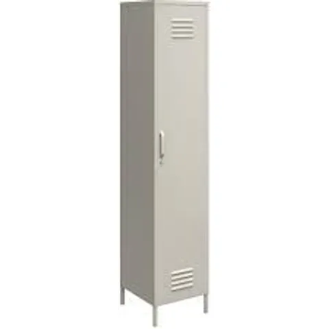 BOXED DOREL BRADFORD 1 DOOR TALL METAL STORAGE LOCKER IN A TAUPE OR CREAM FINISH (1 BOX)