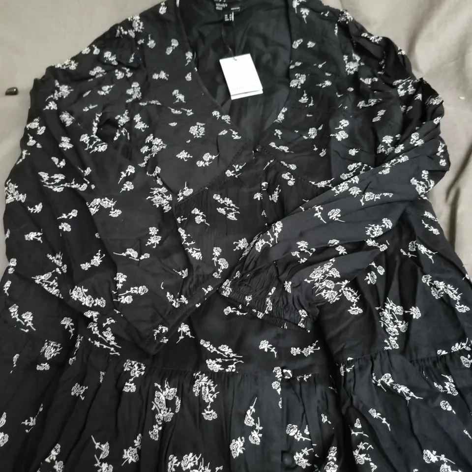 NOBODYS CHILD MARLEY MINI DRESS – BLACK DITSY FLORAL, WOMEN'S UK 14