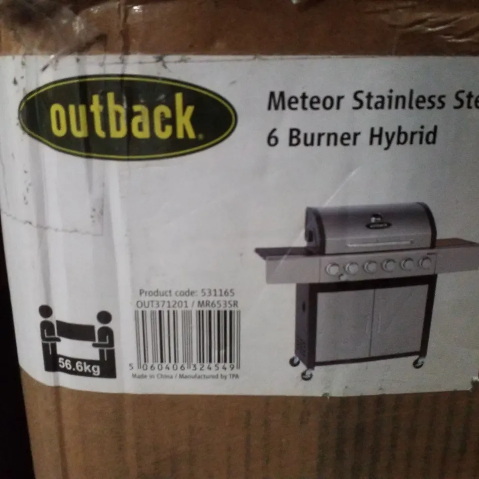 BOXED OUTBACK METEOR STAINLESS STEEL 6 BURNER HYBRID