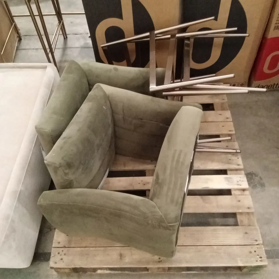 SET OF 3 DANETTI OLIVE VELVET DINING CHAIRS 