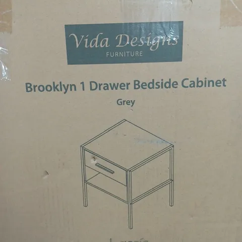 BOXED BROOKLYN 1 DRAWER BEDSIDE CABINET