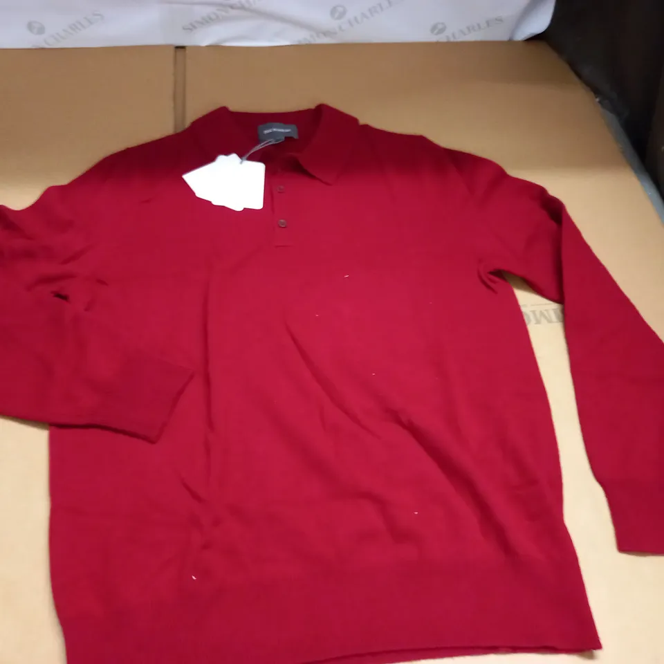 ERIC BOMPARD RED CASHMERE POLO TOP - M