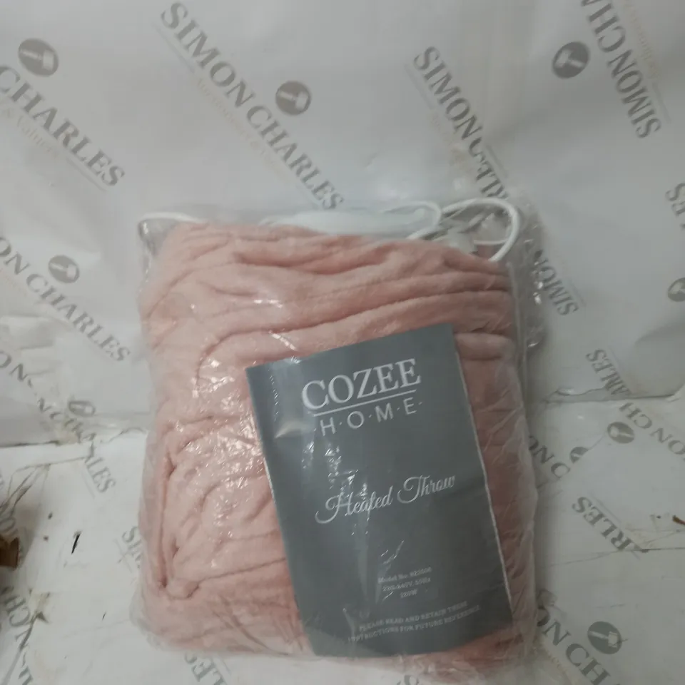 BOXED COZEE HOME VELVETSOFT HEATED THROW IN PINK
