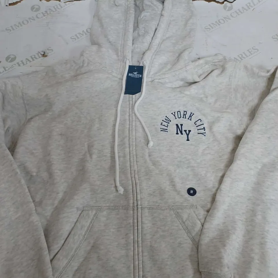 HOLLISTER NEW YORK CITY LIGHT GREY JACKET WITH HOOD - MEDIUM