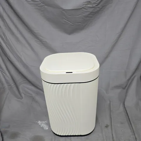 WHITE PLASTIC WASTE BIN WITH LIFT-TOP LID