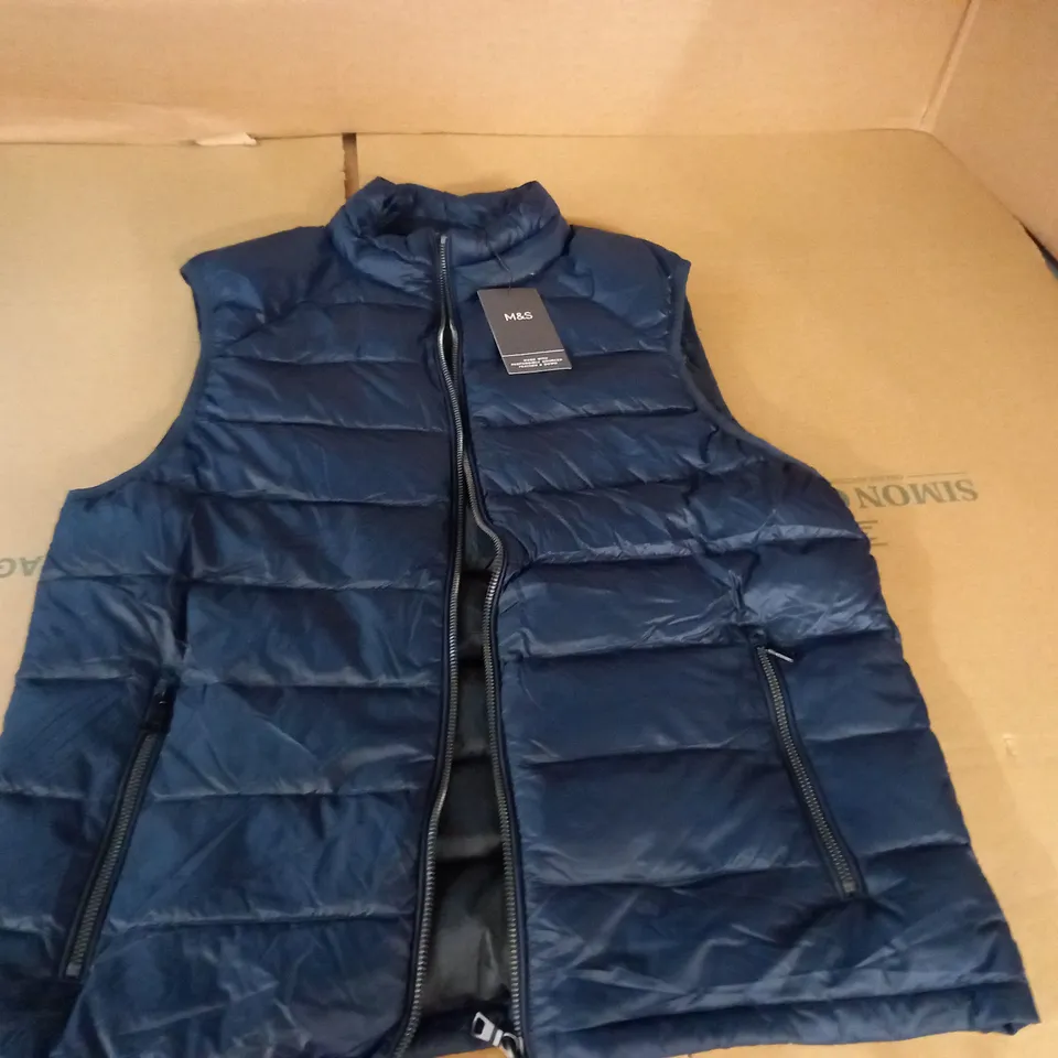 M&S NAVY FEATHER & DOWN BODY WARMER - M