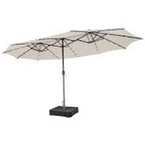 BOXED COSTWAY 450cm DOUBLE SIDED PATIO UMBRELLA WITH SOLAR LIGHTS - BEIGE 