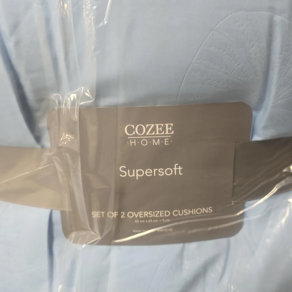 COZEE HOME SUPERSOFT OVERSIZED CUSHIONS – SET OF 2, BLUE, 65 X 65 CM (+5 CM)