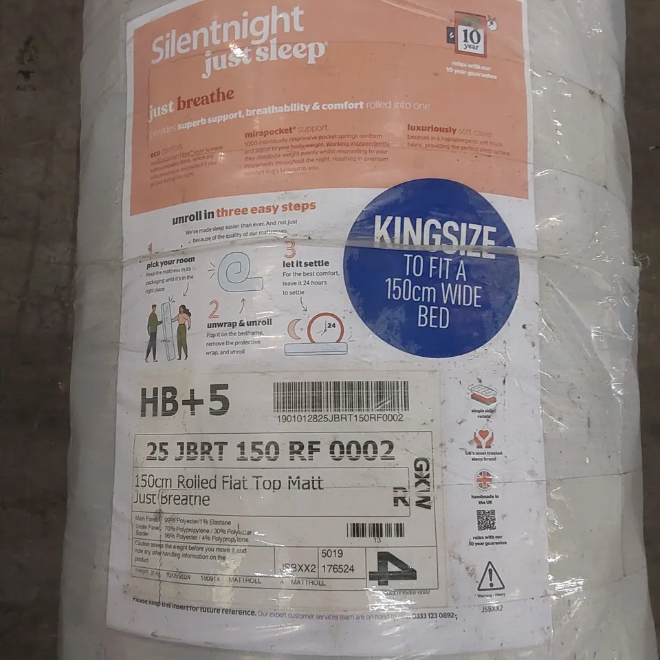 QUALITY BAGGED AND ROLLED 150cm KING SIZE FLAT TOP MATTRESS 