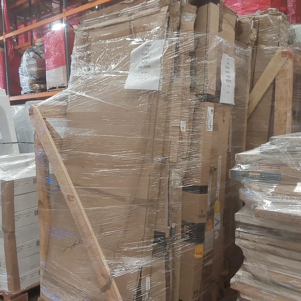 PALLET CONTAINING APPROXIMATELY 11x BRANDED SHOWER GLASS ENCLOSURES