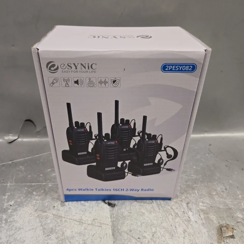 BOXED ESYNIC 4 PIECE WALKIE TALKIE SET 