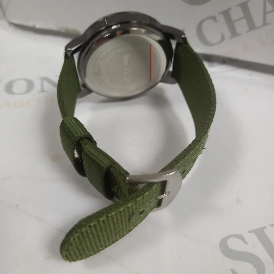LA BANUS BLACK DIAL GREEN FABRIC STRAP WATCH 
