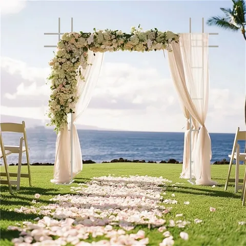 BOXED CAICEDO 236cm W x 71cm D METAL ARBOUR IN WHITE (1 BOX)