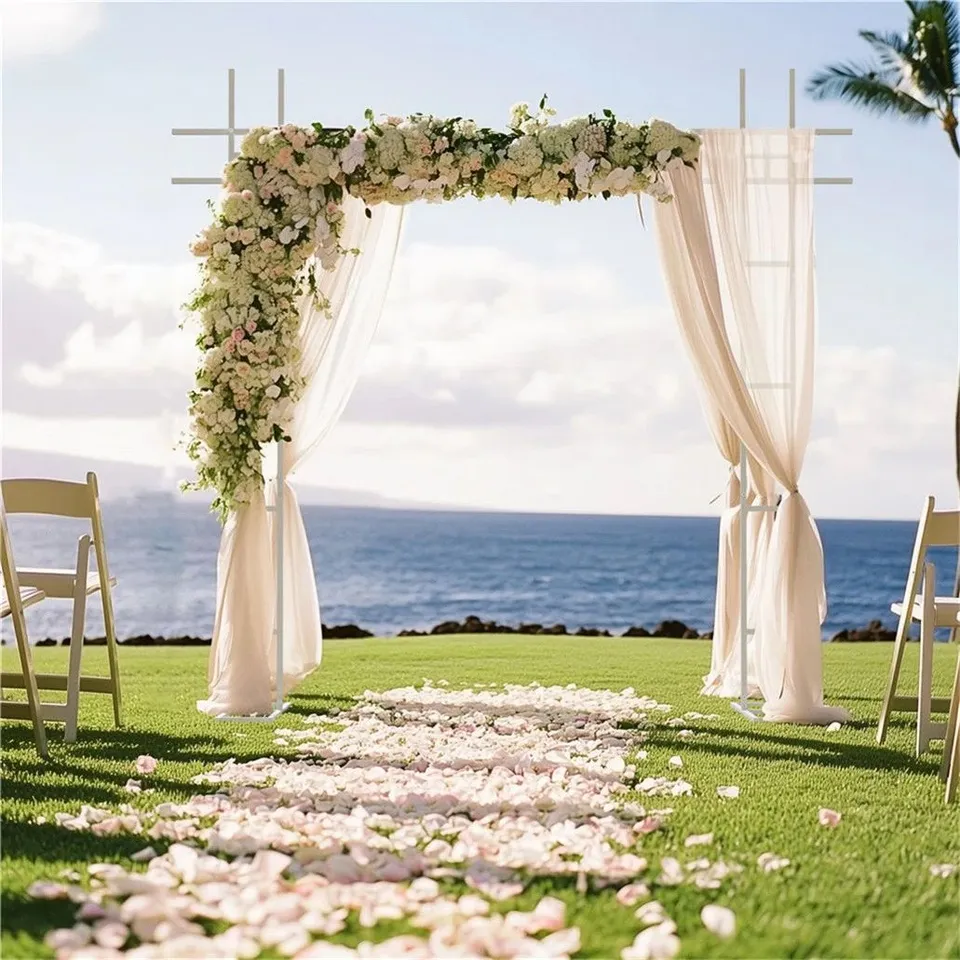 BOXED CAICEDO 236cm W x 71cm D METAL ARBOUR IN WHITE (1 BOX)