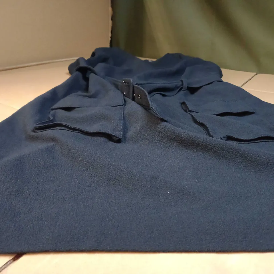 NUTMEG NAVY PINAFORE STYLE BELTED DRESS - SIZE 18