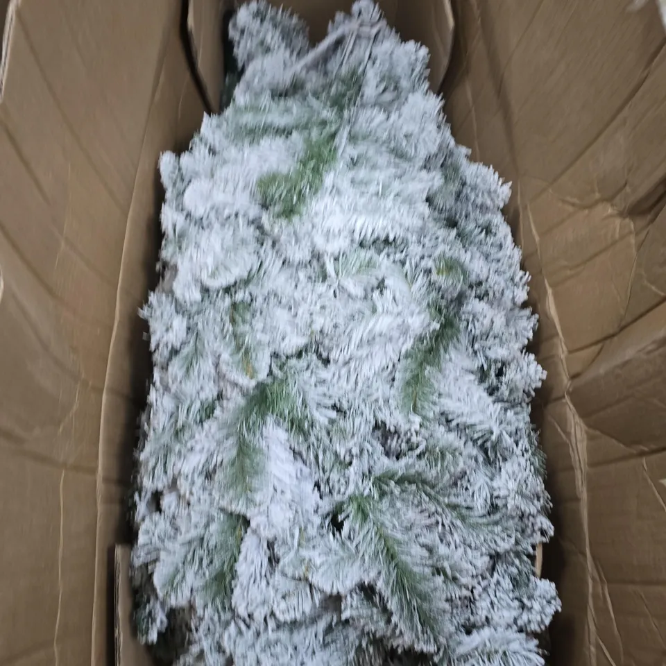 8FT FLOCKED EMPEROR CHRISTMAS TREE WITH METAL STAND