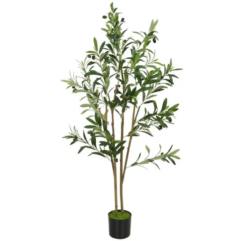BOXED HOMCOM DECORATIVE ARTIFICIAL PLANT, 120 CM SILK OLIVE TREE WITH 303 LEAVES IN CEMENT POT, FAKE PLANT