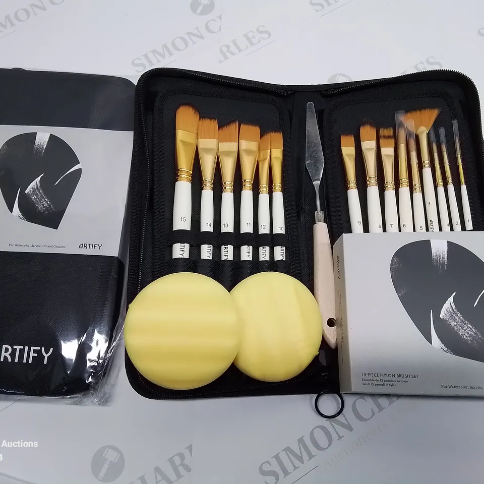 LOT OF 9 BRAND NEW ARTIFY 15-PIECE NYLON BRUSH SETS