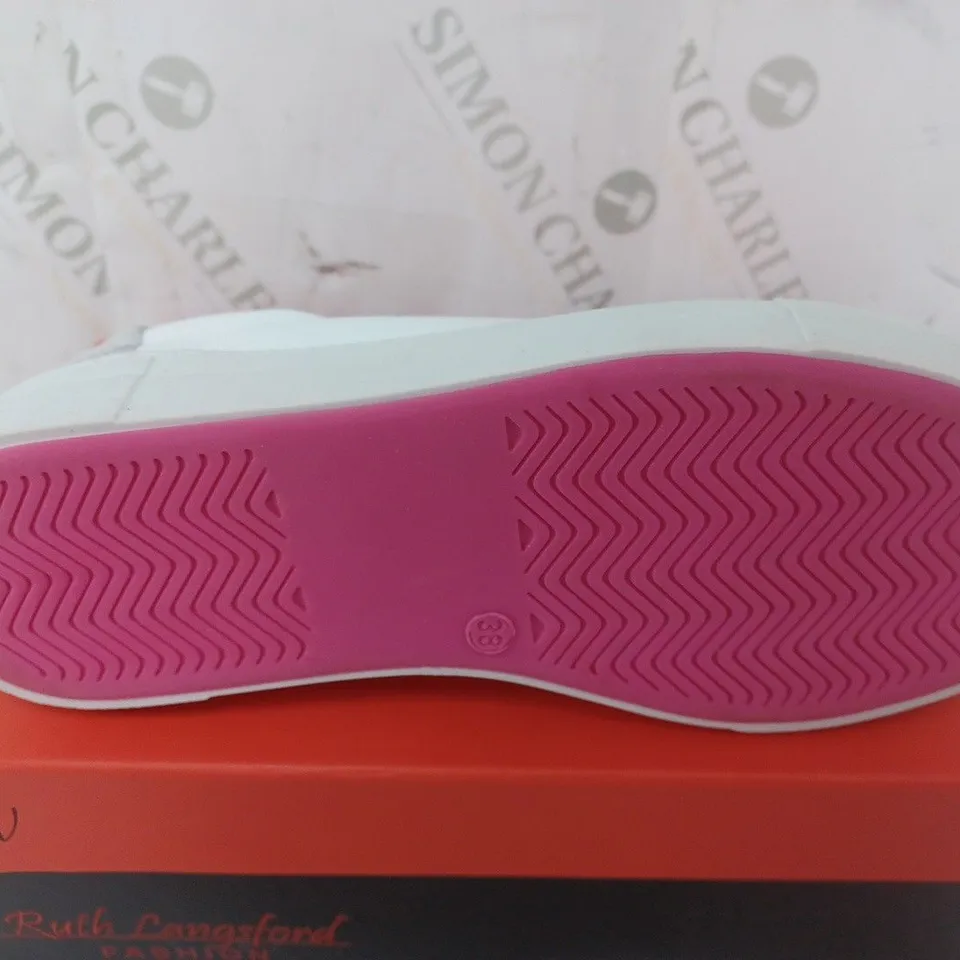 RUTH LANGFORD ZIP TRAINER IN WHITE/PINK - SIZE 5