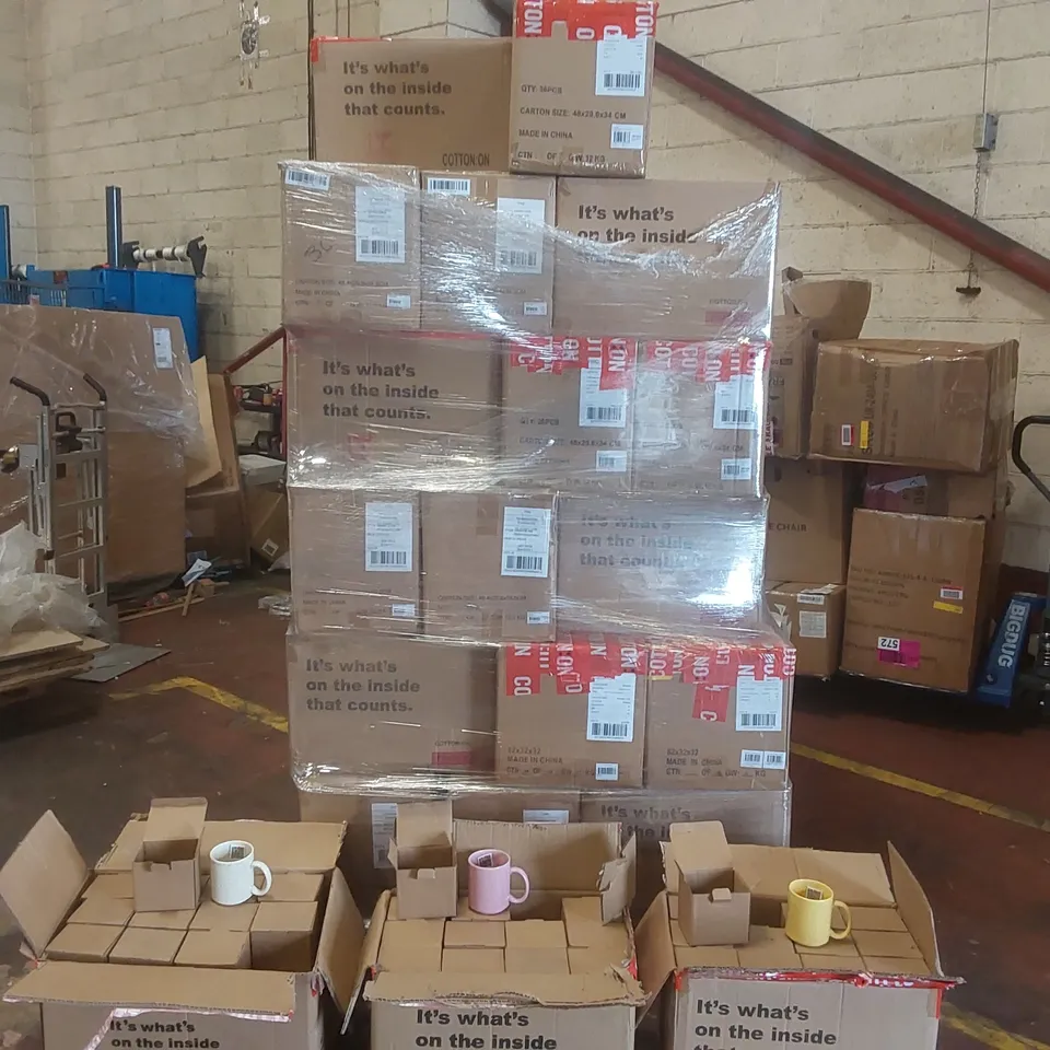 PALLET CONTAINING A VERY LARGE QUANTITY OF BRAND NEW ASSORTED TYPO MUGS