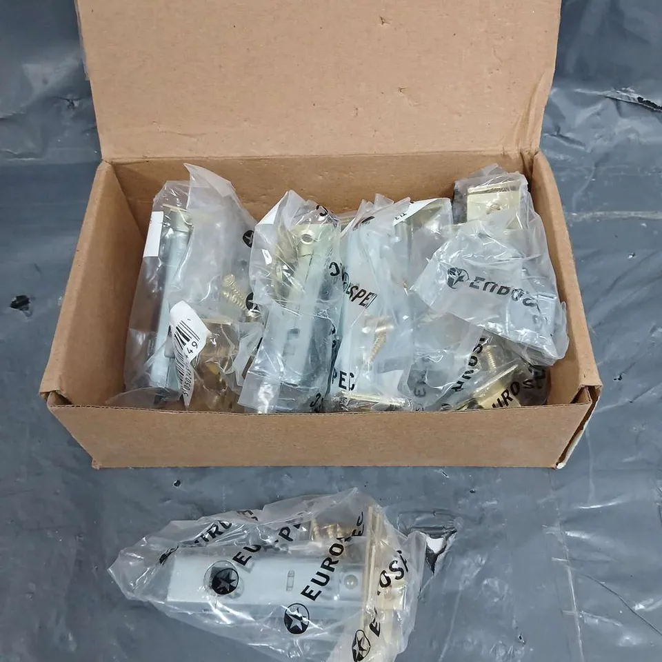 BOX OF APPROX. 8 CE TUBULAR LATCH BOLT THROUGH + DUST BOX SATIN NICKEL PLATED 3"