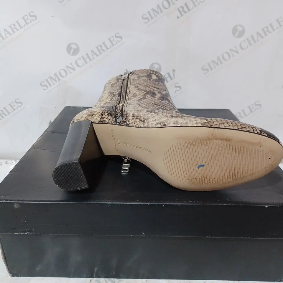 BOXED FRENCH CONNECTION PYTHON ANKLE BOOTS - SIZE 7