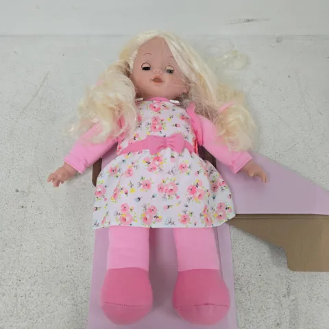 ELC CHLOE BABY DOLL WITH FLORAL DRESS AND PINK OUTFIT